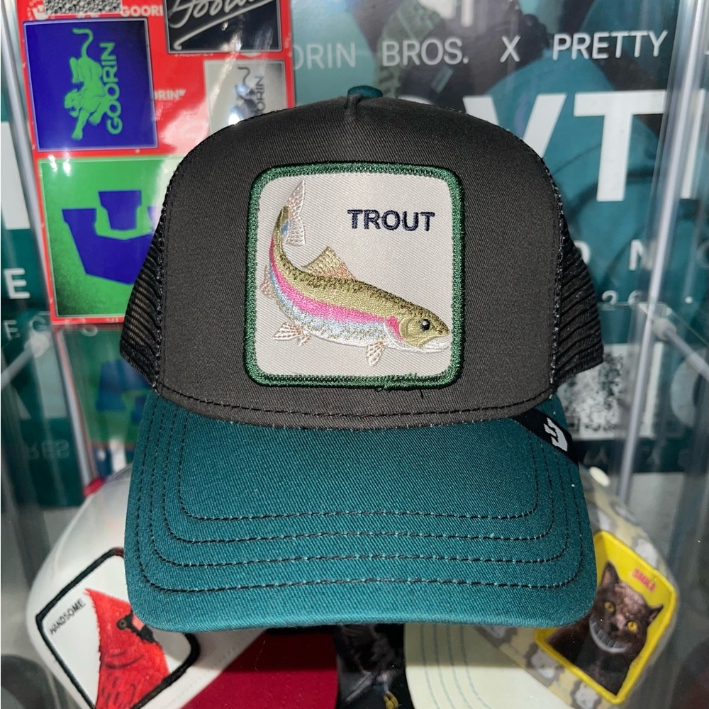 Trout Embroidered Cap - Black and Teal